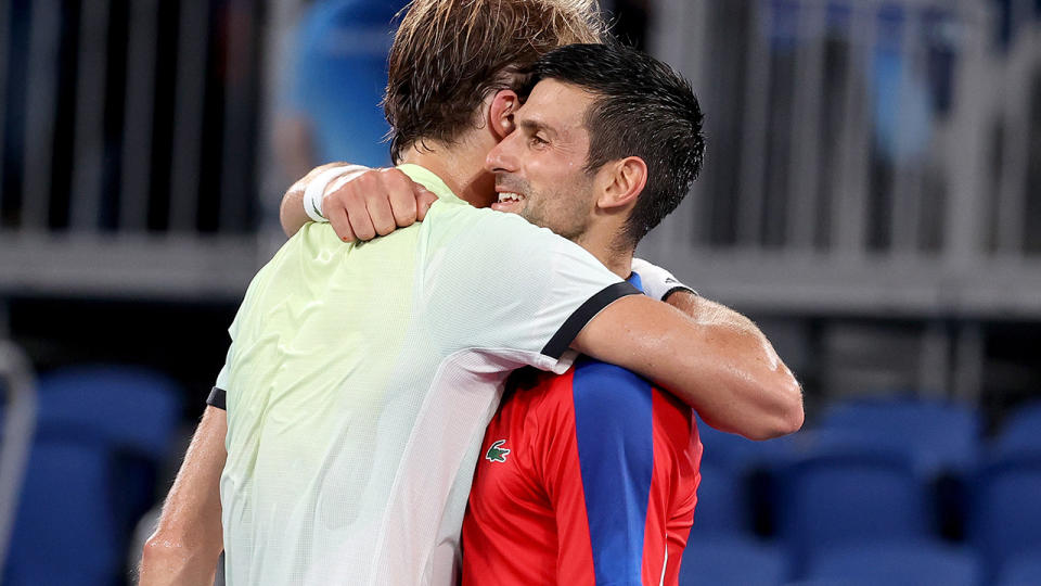 Novak Djokovic, pictured here congratulating Alexander Zverev after their semi-final clash at the Olympics.