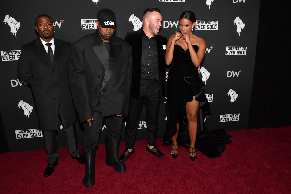 Ray J, Kanye West, and Candace Owens wear black at movie premiere