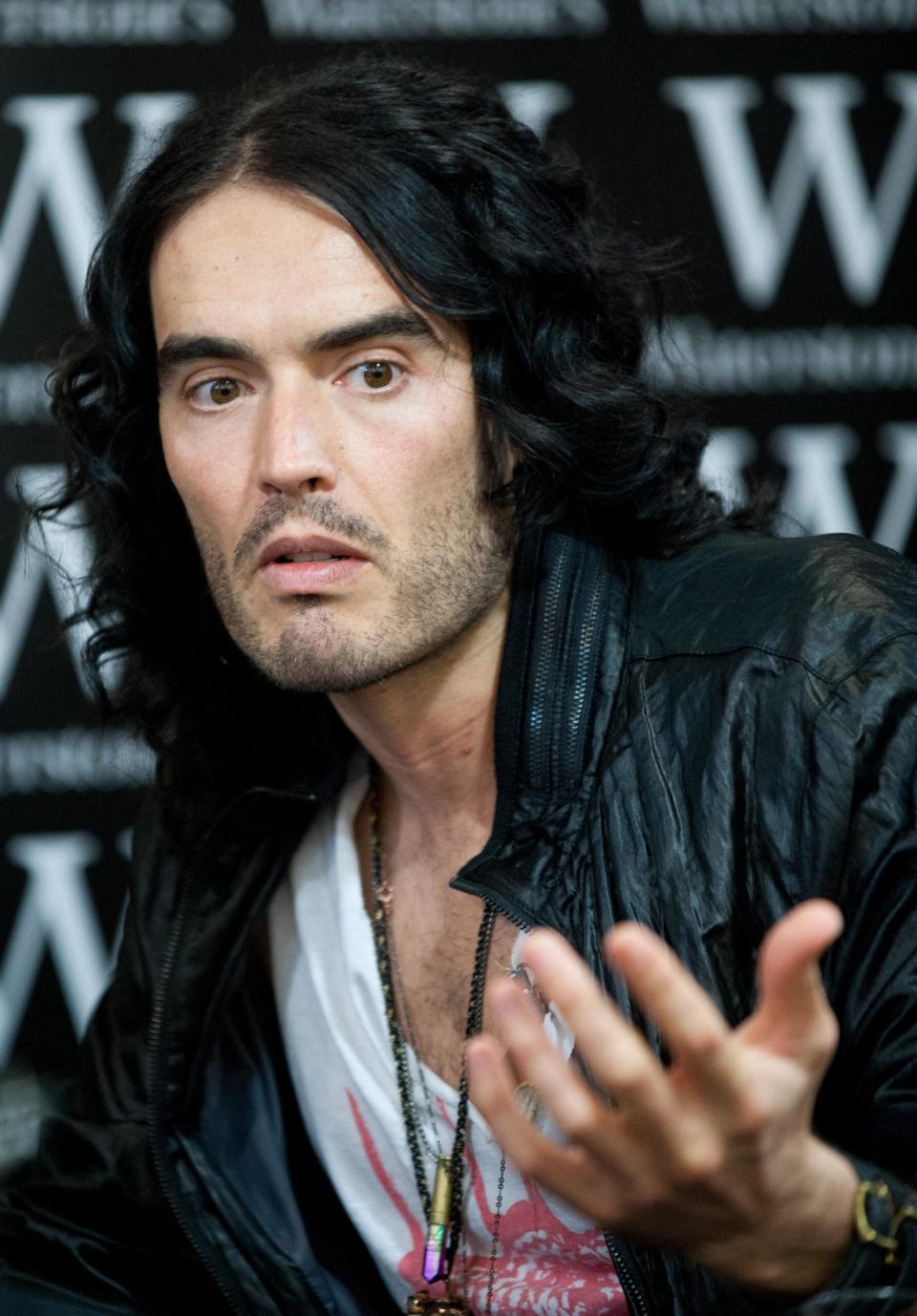 Underfire comedian Russell Brand , pictured here in 2010 in Edinburgh for a book signing for his second book "Booky Wooky 2". Allegations of rape and unwanted sexual behaviour have been levelled at Brand by the Sunday Times newspaper and Channel 4 Dispatch