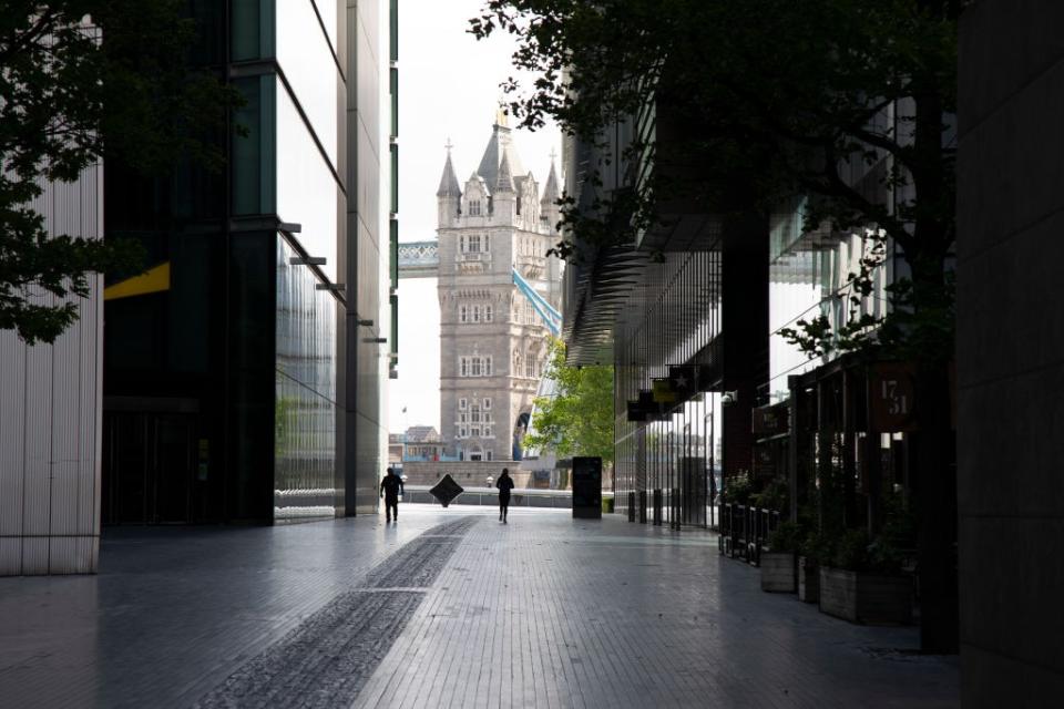 Quiet streets near Tower Bridge - getty