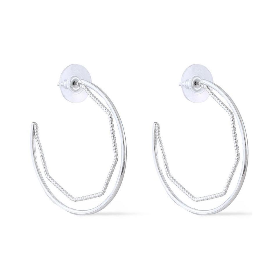 1) Silver-Tone Hoop Earrings