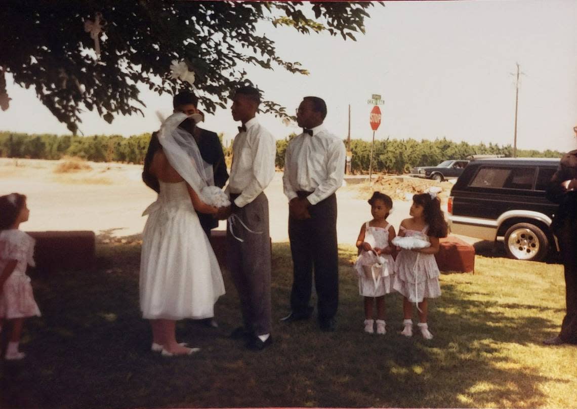 The wedding ceremony of Margaret and Efrem Taylor, Ms. Katie’s son, May 13, 1989.