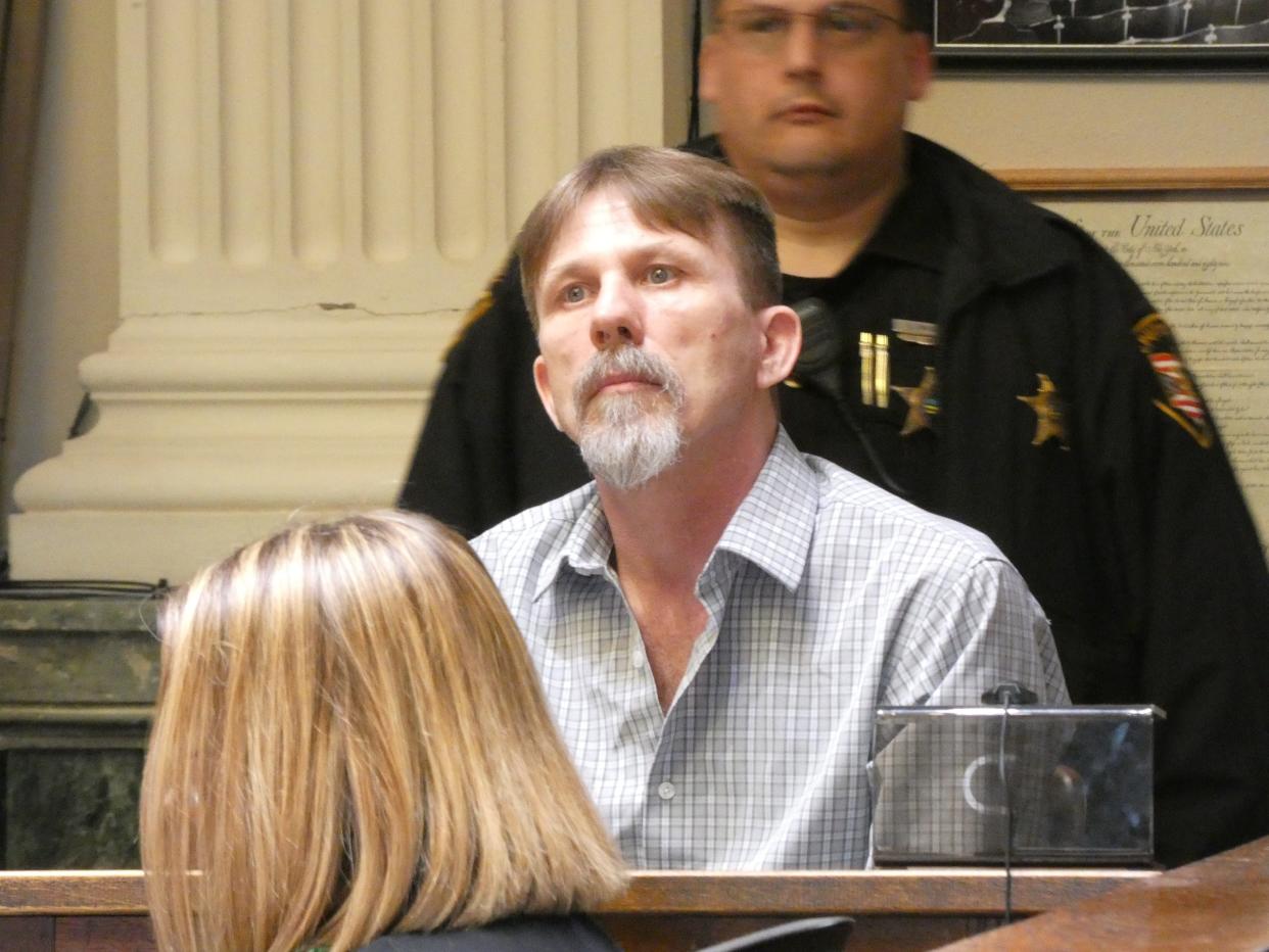 Timothy Montgomery testifies in his own defense on Wednesday in Crawford County Common Pleas Court. The jury found him guilty of two murder charges after deliberating for less than four hours on Thursday.