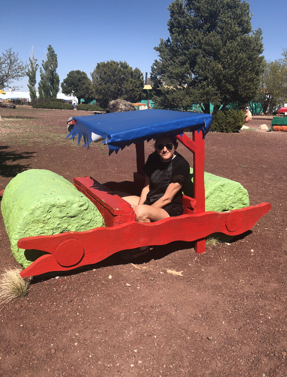 Sitting in a car in Bedrock City