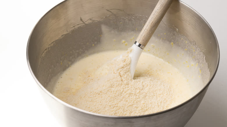 mixing cake batter