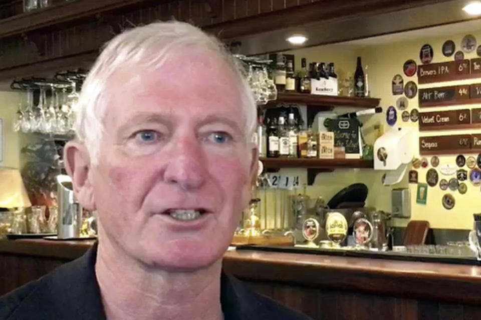 In this Feb. 17, 2017 image made from video, Lachie McOmish, 65, owner of the Wig and Pen microbrewery is interviewed by the Associated Press, in Canberra, Australia. Some Australians foresee trouble in their country's traditionally strong alliance with the United States because of "un-presidential" behavior from President Donald Trump, while others think outspoken businessman-turned-Australian leader Malcolm Turnbull is a good match for him. (AP Photo/Rod McGuirk)