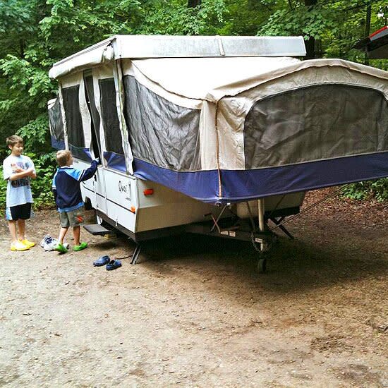 kids by the camper