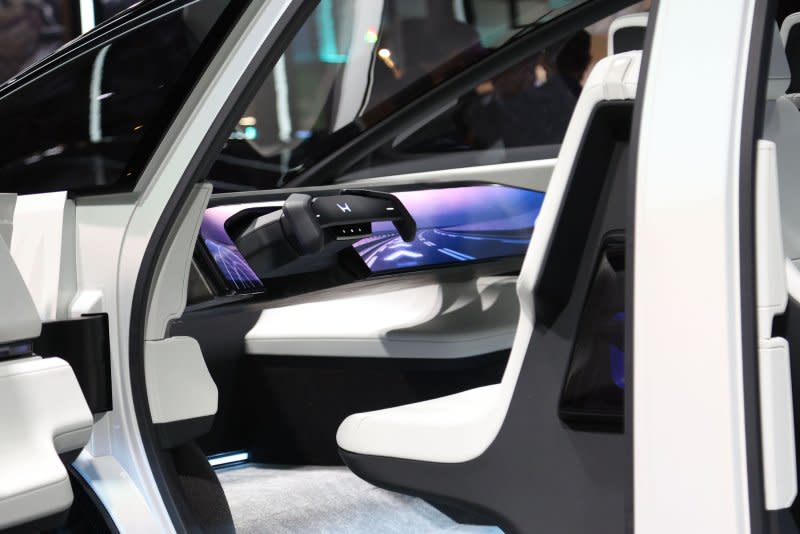 Futuristic video and touchscreen displays take center stage at CES in Las Vegas on Tuesday. Photo by James Atoa/UPI