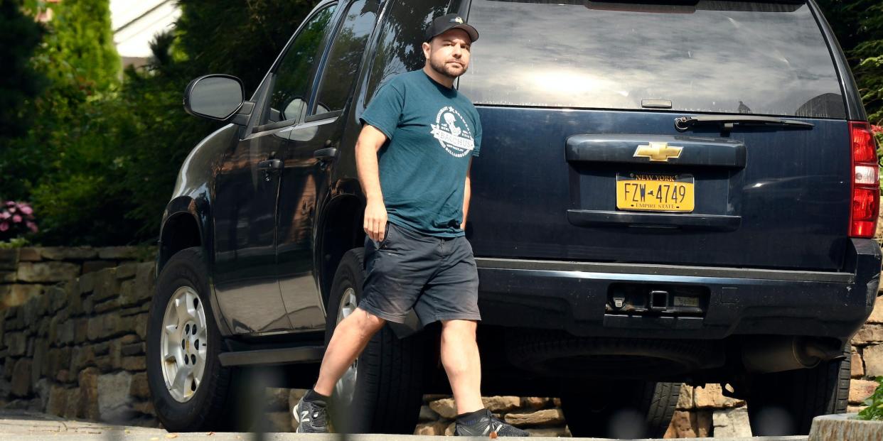 New York Gov. Andrew Cuomo's Senior Advisor Rich Azzopardi arrives at the New York state Executive Mansion, Thursday, Aug. 12, 2021, in Albany, N.Y.