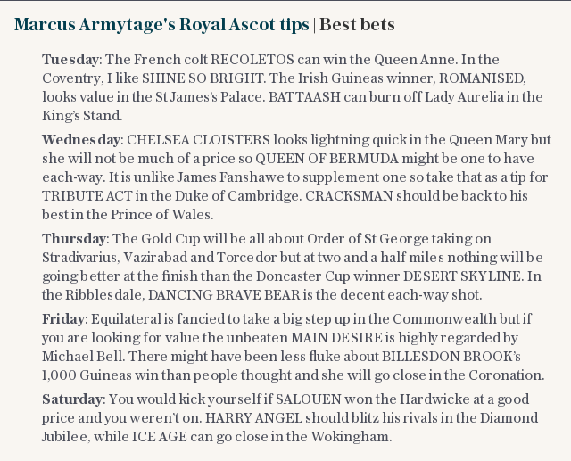 Marcus Armytage's Royal Ascot tips | Best bets