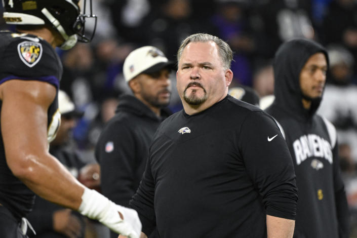 Baltimore Ravens offensive coordinator Greg Roman won&#39;t be back with the team in 2023. (AP Photo/Terrance Williams)