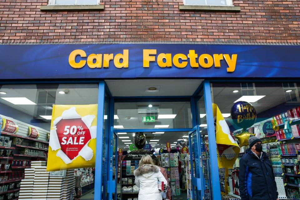 Shoppers entering a Card Factory branch (Barrington Commbs/PA) (PA Wire)