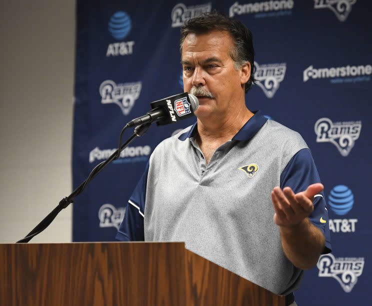 Jeff Fisher said he hopes his next job includes a game against the Rams. (AP)
