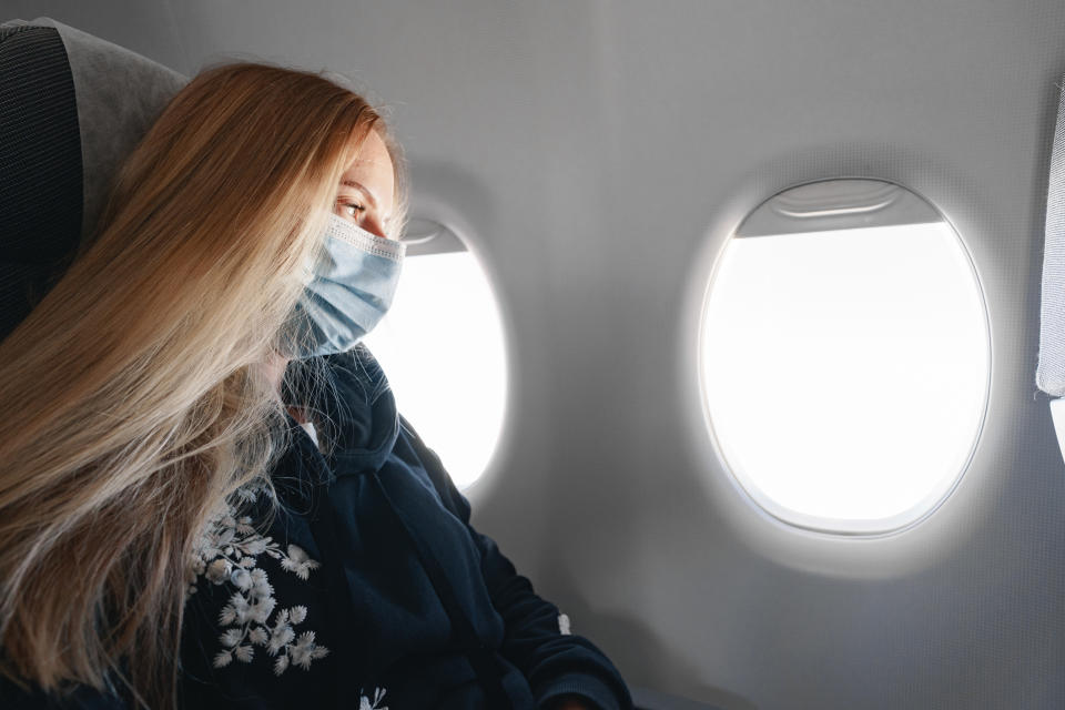 Masks remain compulsory on domestic flights in Australia. Source: Getty, file.