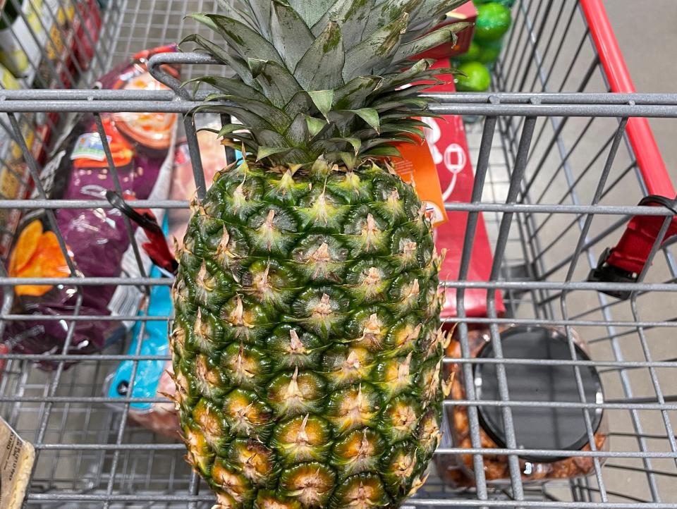 pineapple in a cart at costco