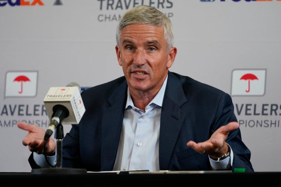 PGA commissioner Jay Monahan has banned LIV Golf players from the US tour (AP)