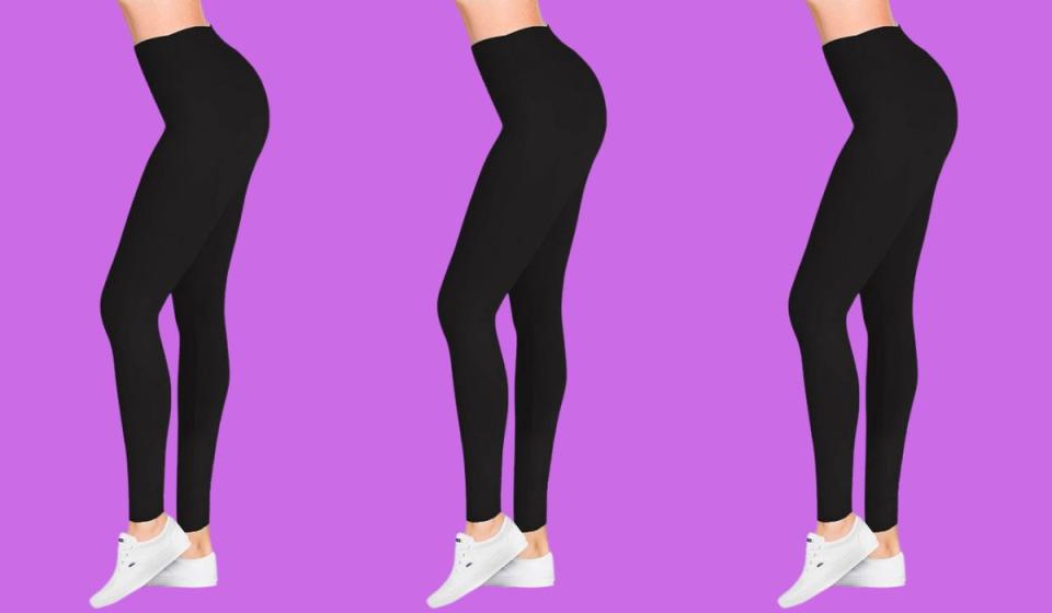 three pairs of leggings