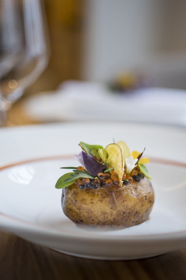 Potato and roe by Clare Smyth at restaurant Core, Notting Hill