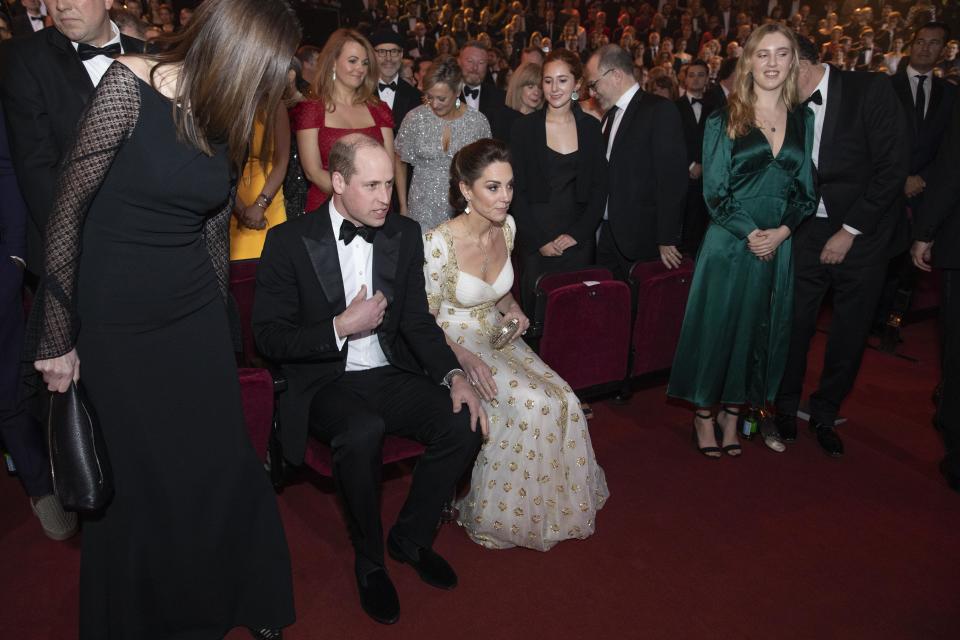 Prince William, Duke of Cambridge and Catherine, Duchess of Cambridge attend the EE British Academy Film Awards 2020 at Royal Albert Hall on February 2, 2020 in London, England. 