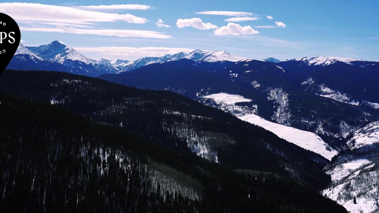 a mountain range with snow