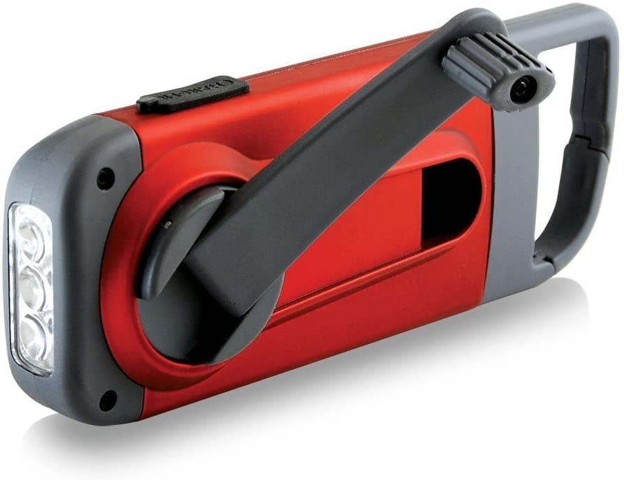 The American Red Cross Clipray the crank-powered, clip-on flashlight and smartphone charger. Image via Amazon.