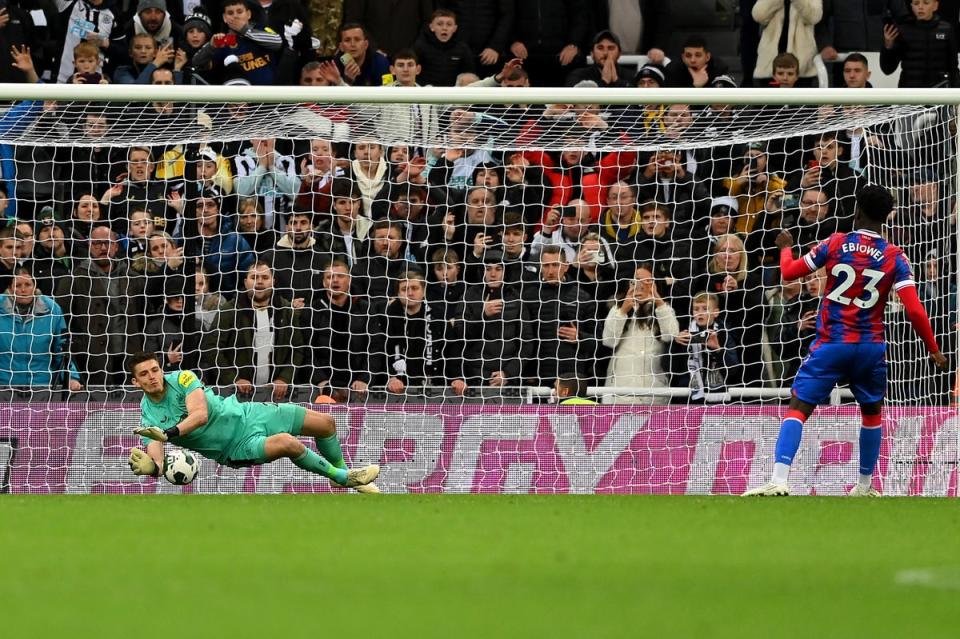 Penalty miss:  Nick Pope denied Malcolm Ebiowei in Wednesday’s shootout  (Getty Images)