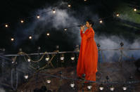 Singer Rihanna performs during the closing ceremony for the 2012 Paralympics games, Sunday, Sept. 9, 2012, in London. (AP Photo/Kirsty Wigglesworth)