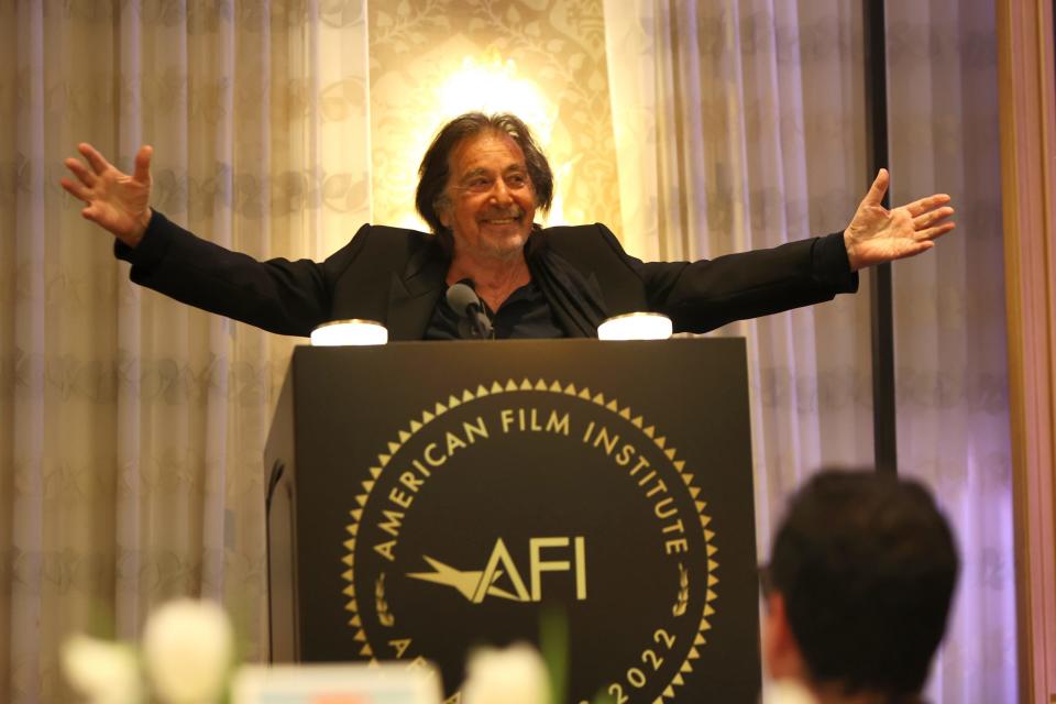 AFI Life Achievement Award recipient Al Pacino gives the benediction speech at the AFI Awards. - Credit: AFI/Randall Michelson