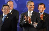 This file photo shows US President Barack Obama (2nd R) standing next to Southeast Asian leaders, Indonesian President Susilo Bambang Yudhoyono (L), Philippines President Benigno Aquino (2nd L) and Brunei Sultan Hassanal Bolkiah, during a group photo session for the leaders of the East Asia Summit in Nusa Dua on Indonesia's resort island of Bali, in 2011