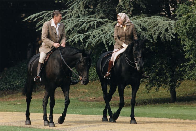 President Ronald Reagan and Queen Elizabeth II go for a ride.  / Credit:  Courtesy Ronald Reagan Library