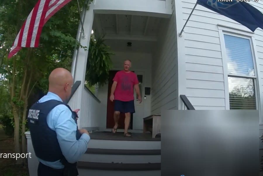 MSP Sgt. Todd Peterson outside Robert Waters' home in South Carolina. (Courtesy)