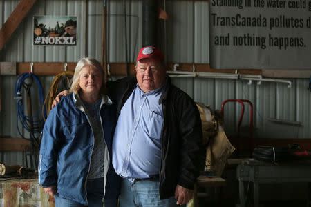 Art and Helen Tanderup are against the proposed Keystone XL Pipeline that would cut through the farm where they live near Neligh, Nebraska, U.S. April 12, 2017. REUTERS/Lane Hickenbottom