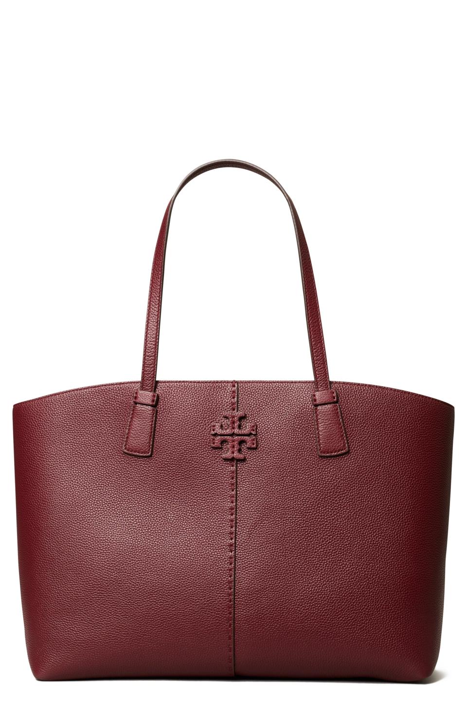 <p><strong>Tory Burch</strong></p><p>nordstrom.com</p><p><a href="https://go.redirectingat.com?id=74968X1596630&url=https%3A%2F%2Fwww.nordstrom.com%2Fs%2Ftory-burch-mcgraw-leather-tote%2F5901469&sref=https%3A%2F%2Fwww.harpersbazaar.com%2Ffashion%2Ftrends%2Fg38151228%2Fnordstrom-black-friday-cyber-monday-deals-2021%2F" rel="nofollow noopener" target="_blank" data-ylk="slk:Shop Now;elm:context_link;itc:0;sec:content-canvas" class="link ">Shop Now</a></p><p><strong><del>$398</del> $278</strong></p><p>A timeless tote that can also carry your <a href="https://www.harpersbazaar.com/fashion/trends/g22591832/best-laptop-bags-for-women/" rel="nofollow noopener" target="_blank" data-ylk="slk:laptop;elm:context_link;itc:0;sec:content-canvas" class="link ">laptop</a>. When it becomes your work go-to, you'll be glad you bought it on sale.</p>