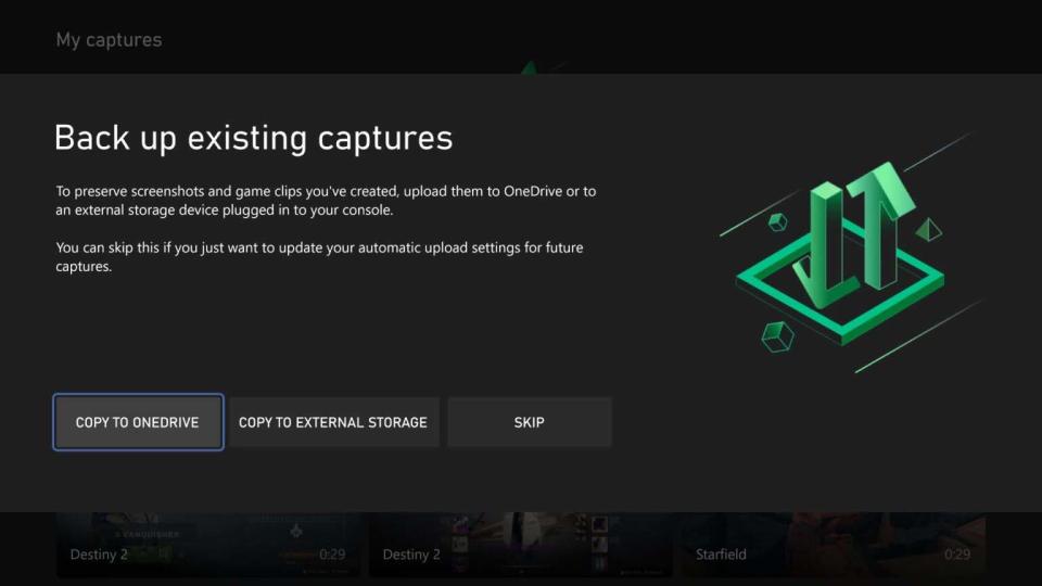 Xbox screen capture back up