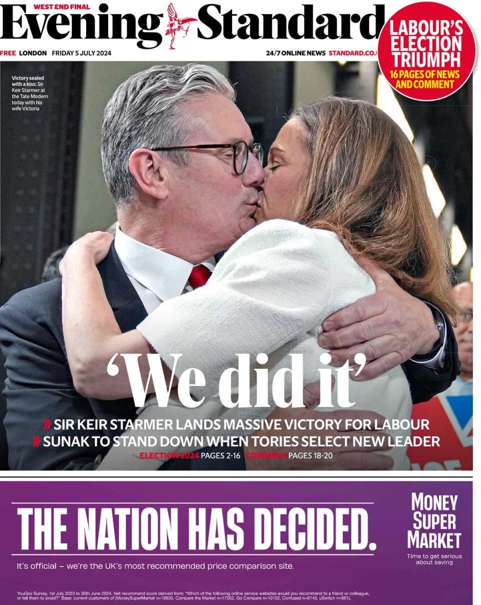 Friday’s Evening Standard front page (Evening Standard)