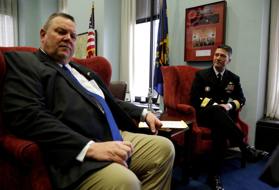Tester led the fight against the nomination of Navy Rear Adm. Ronny Jackson (right) to head the Veteran Affairs Department, incurring the wrath of President Donald Trump. (Photo: Joshua Roberts / Reuters)