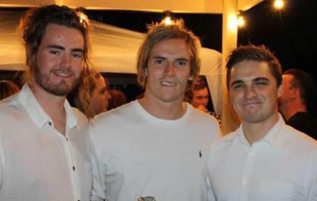 Australia's best bloke? James (centre) was pranked by Hamish and Andy. Source: Twitter.