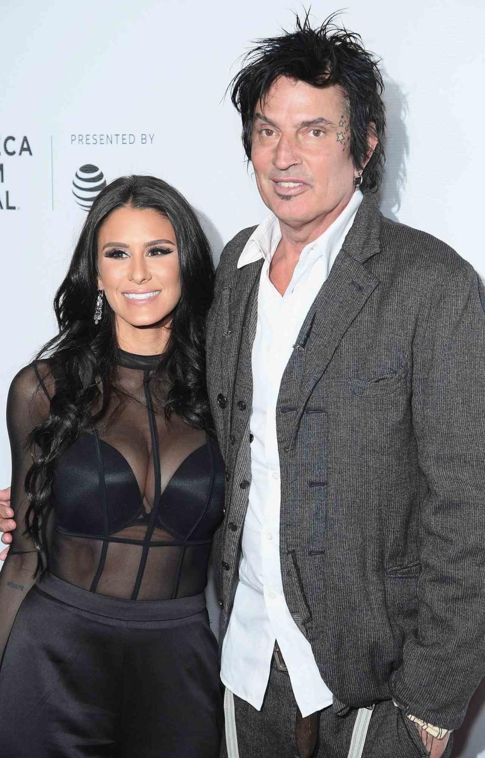 Brittany Furlan (L) and Tommy Lee attend the 2018 Tribeca Film Festival World Premiere of Bert Marcus' THE AMERICAN MEME on April 27, 2018 at Spring Studios in New York City