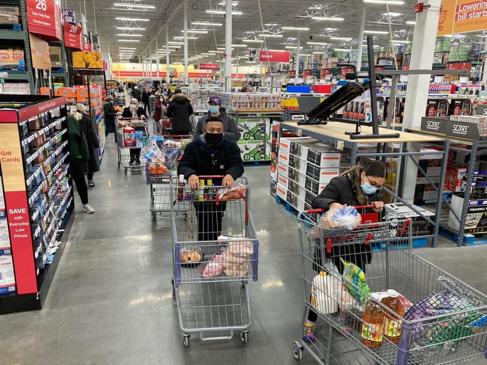 NORTHBOROUGH - Shoppers at BJ's Wholesale Club stock up on the essentials Friday in preparation for the weekend storm.