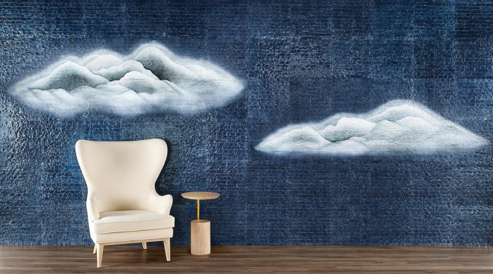 Cumulus Capiz wallcovering in Blissful Blue by Phillip Jeffries