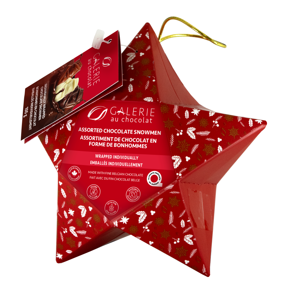 Galerie Au Chocolat Holiday Star Ornament  in red star shape (Photo via Galerie Au Chocolat)