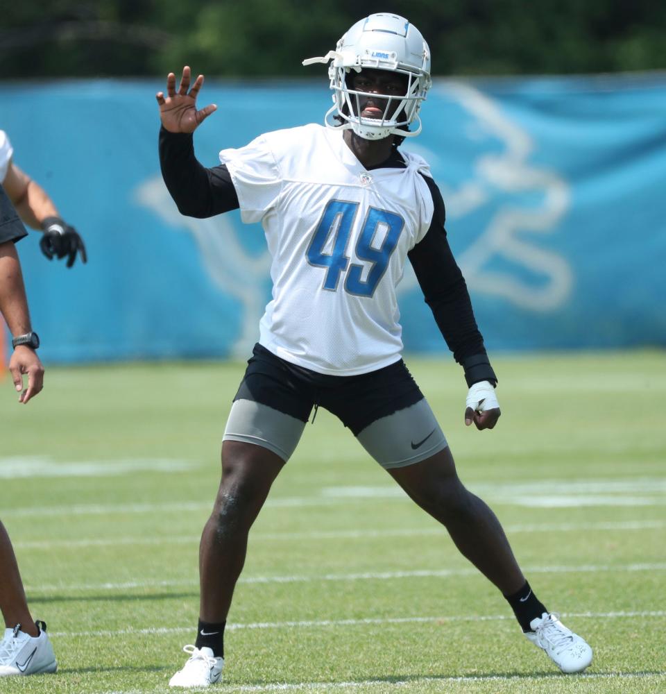Lions defensive back Starling Thomas V goes through drills during minicamp on Thursday, June 8, 2023, in Allen Park.