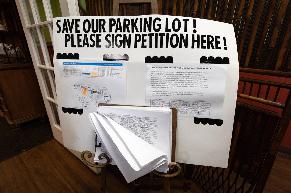 The owners of Bacon’s Bistro and Cafe have nearly 1,000 signatures on a petition to save their parking lot in Hurst. The restaurant’s parking spaces have been split in half as a new Scooter’s Coffee is built in the lot.
