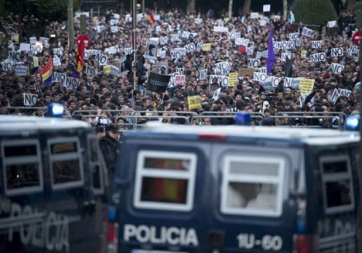 Thousands of protesters rallied again Saturday in Spain, pictured here, where the government submitted an austerity budget and said the public debt and deficit are set to rise far above earlier forecasts