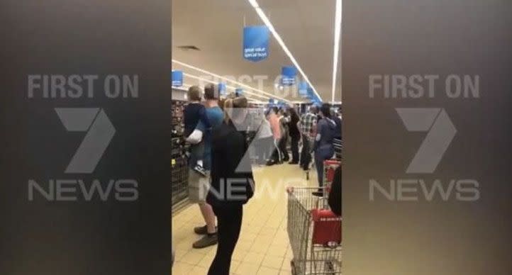 Earlier this year shoppers were filmed brawling over a discount outdoor set at an Aldi in Melbourne. Source: 7 News