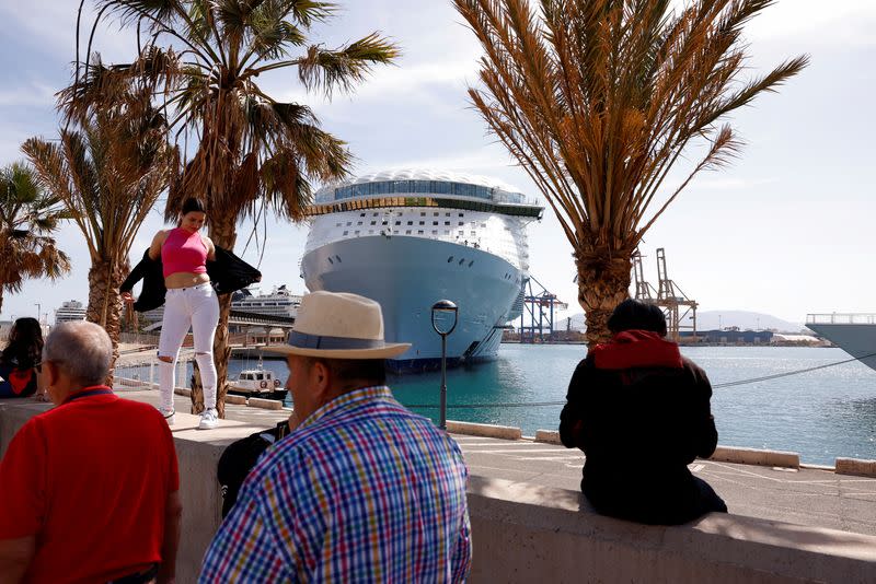 FILE PHOTO: The 'Wonder of the Seas' cruise ship is docked at a port in Malaga