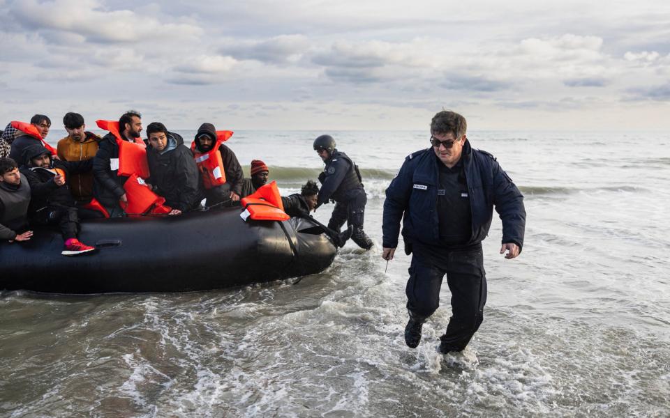 Nearly a dozen migrants were on the inflatable dinghy as it tried to leave