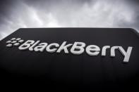 A Blackberry sign is seen in front of their offices on the day of their annual general meeting for shareholders in Waterloo, Canada June 23, 2015. REUTERS/Mark Blinch