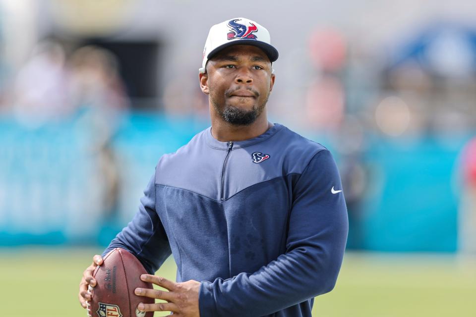 Houston Texans defensive assistant Dele Harding, 24, is among the youngest coaches on an NFL roster.
