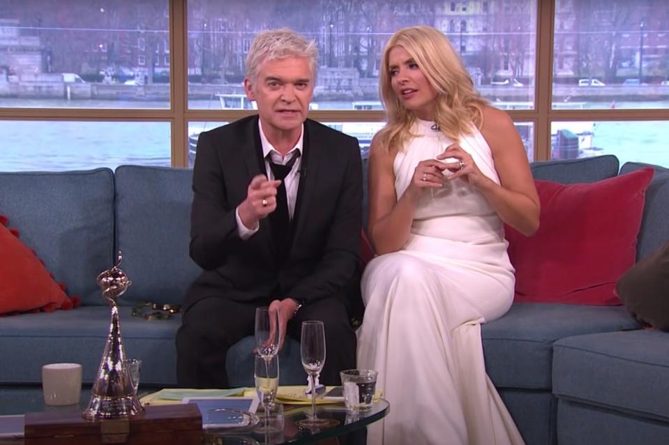 Presenting hungover with former co-host Phillip Schofield after the 2016 NTAs (ITV)